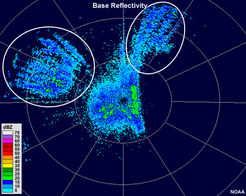 A base reflectivity image showing anomalous propagation